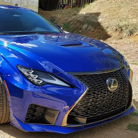 Blue Lexus RC F sports coupe after detailing